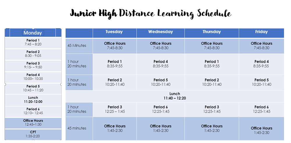 Distance Learning Schedule